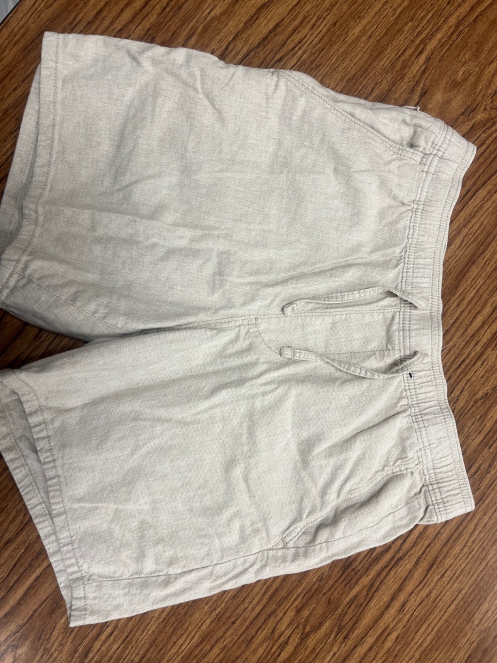 Hollister Light Beige Linen-Blend Athletic Shorts